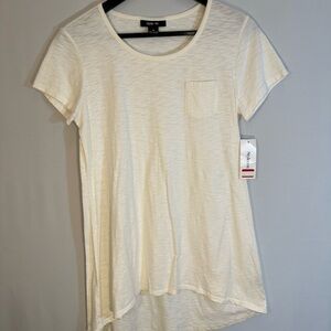 Style & Co Womens T-Shirt Size M Top Blouse Short Sleeve Front Pocket Hi Low Hem